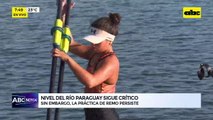 Pese al bajo nivel del río, atletas de remo siguen entrenando