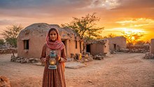 a_small_indian_village_at_sunset_mud