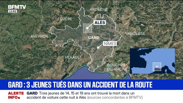 Trois jeunes de 14, 15 et 19 ans sont morts dans un violent accident de la circulation à Alès, des capsules de protoxyde d'azote retrouvées dans le véhicule