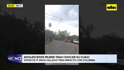 Adolescente pierde la vida tras chocar su cuaciclón en San Bernardino