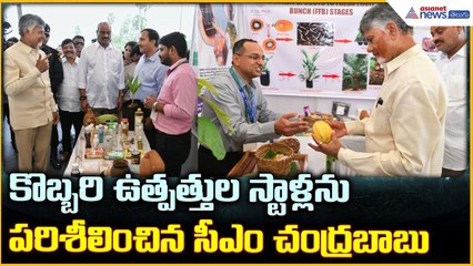 CM Chandrababu Naidu: కొబ్బరి ఉత్పత్తుల స్టాళ్లను పరిశీలించిన సీఎం చంద్రబాబు| Asianet News Telugu