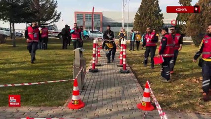 Konya'da gerçeğini aratmayan kaza tatbikatı yapıldı