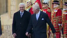 King Charles and German President inspect troops at Windsor