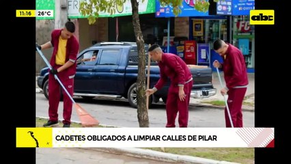 Aspirantes a Policía son usados como barrenderos en Pilar