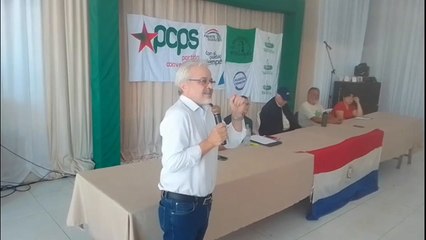 Jorge Querey y Hugo Richer en el acto del Frente Guasú en Liberación, San Pedro, donde reapareció Fernando Lugo