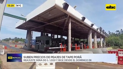 Suben precios de peajes de Tape Porã: reajuste será de G. 1.000 desde el 6 e julio