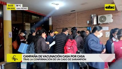 Movilizan brigadas de vacunadores tras confirmación de caso de sarampión en San Pedro