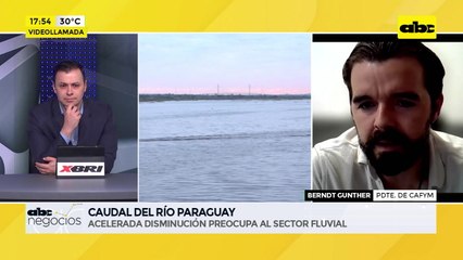 ABC Negocios: Acelerada disminución del caudal del río Paraguay - Entrevista a Bernd Gunther, presidente de la Cafym