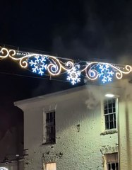 The Christmas lights on South Street sparking.