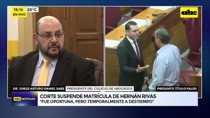 La postura del Colegio de Abogados sobre la suspensión de la matrícula de Hernán Rivas