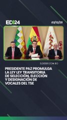 Presidente Paz promulga  la ley ley transitoria  de selección, elección  y designación de  vocales del TSE