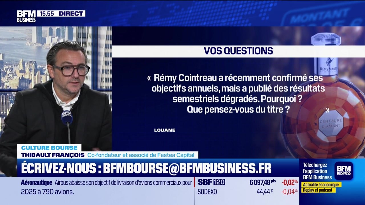 Culture Bourse : « Rémy Cointreau a récemment confirmé ses objectifs annuels, mais a publié des résultats semestriels dégradés. Pourquoi ? Que pensez-vous du titre ? », par Julie Cohen-Heurton - 03/12