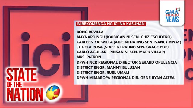Ex-Sen. Revilla at 9 iba pa, inirekomenda ng ICI na kasuhan ng plunder, direct o indirect bribery at corruption of public officials | SONA