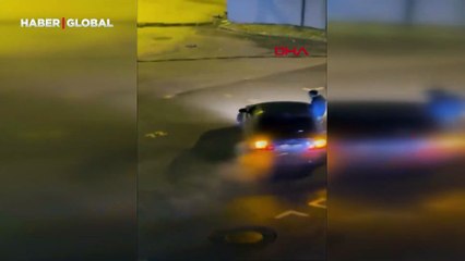 Ümraniye’de drift atan otomobil trafiği tehlikeye attı! O anlar kamerada