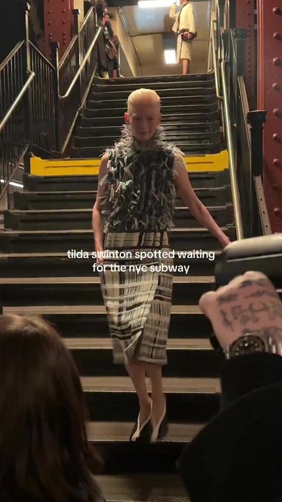 Tilda Swinton Spotted Waiting for the NYC Subway