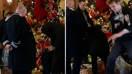 Activists pour bags of manure under The Ritz’ Christmas tree in anti-rich protest