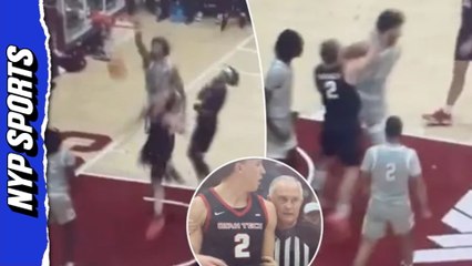 Utah Tech player punches opponent after getting dunked on in wild ruckus