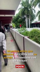 Maestra evita que alumno del CETis 109 se arroje y lo contiene con un abrazo