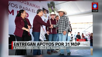 El gobernador de Hidalgo, Julio Menchaca, realiza la entrega de apoyos agropecuarios