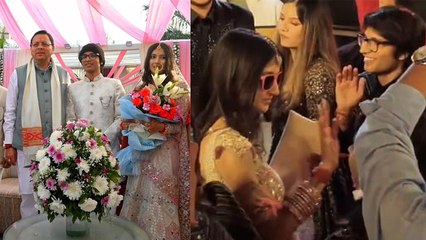 Sourav Joshi Wedding Reception Video: CM Pushkar Dhami Blesses Couple,Celebration Dance..|Boldsky