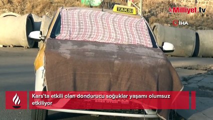 Kars buz kesti: Dondurucu soğuklar hayatı olumsuz etkiliyor