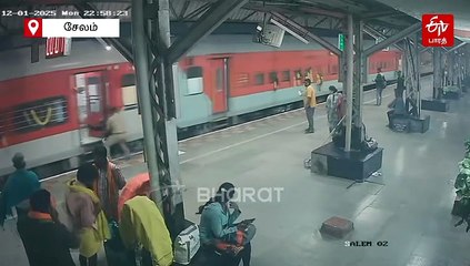 ஓடும் ரயிலில் ஏற முயன்று தவறி விழுந்த ஐயப்ப பக்தர்