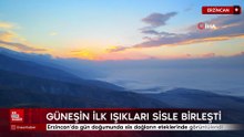 Erzincan’da gün doğumunda sis dağların eteklerinde görüntülendi