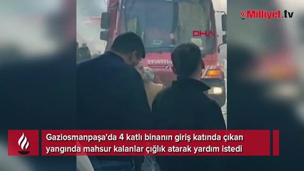 Gaziosmanpaşa'da panik! 4 katlı binada yangın çıktı