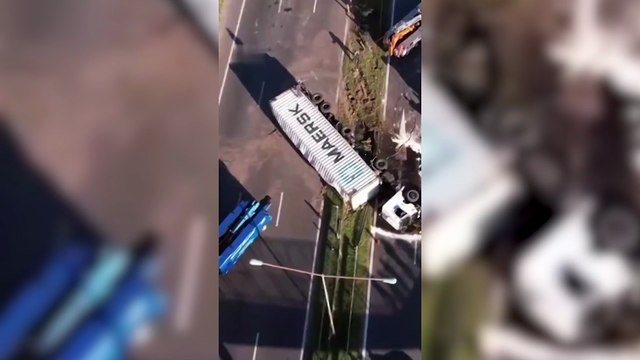 Panamericana tras el vuelco de un camión, hubo grandes demoras en el tránsito