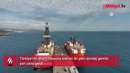 Türkiye'nin enerji filosuna katılan iki yeni sondaj gemisi yan yana geldi