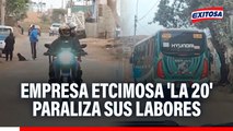 Empresa Etcimosa 'La 20' paraliza sus labores tras asesinato de uno de sus conductores