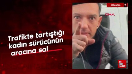 İstanbul Ataşehir'de trafikte tartıştığı kadın sürücünün aracına saldırdı