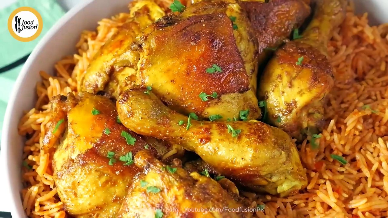 Nigerian Jollof Rice with Grilled Chicken Recipe by Food Fusion