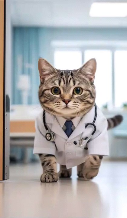 meow world cute Cat enter hospital 🏥😺🤲🤕🤧😺