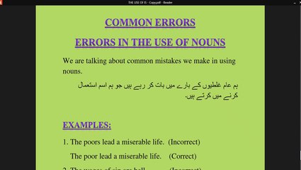 Learn common mistakes in the use of noun in sentences