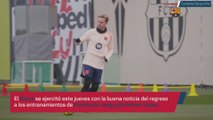 El elogio de Iniesta a Lewandowski durante el entrenamiento del Barça