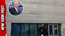 Hear Trump's reaction to his name being added to the Institute of Peace building
