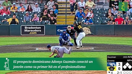 El prospecto dominicano Adonys Guzmán conectó un jonrón como su primer hit en el profesionalismo
