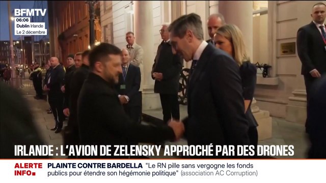 Plusieurs drones repérés sur la trajectoire de l'avion de Volodymyr Zelensky lors de sa visite d'État en Irlande
