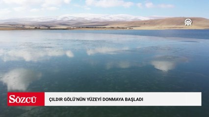 Çıldır Gölü'nün yüzeyi donmaya başladı