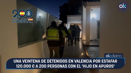 Una veintena de detenidos en Valencia por estafar 120.000 € a 200 personas con el 'hijo en apuros'