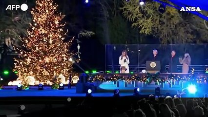 Trump e Melania illuminano l'albero di Natale a Washington
