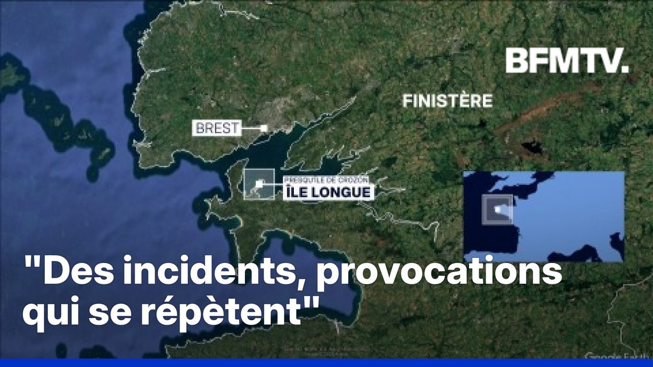 La base sous-marine de l'Île Longue dans le Finistère survolée par des drones