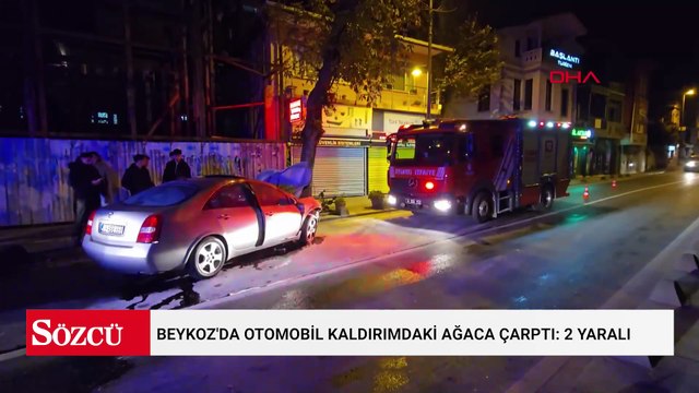 Beykoz'da otomobil kaldırımdaki ağaca çarptı: 2 yaralı