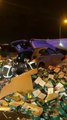 Un camión con entre 15 y 20 toneladas de cerveza vuelca en un accidente en Getafe