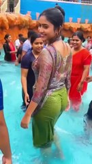 Indian girls in water park.