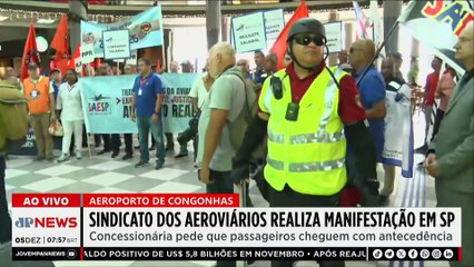 Sindicato dos Aeroviários realiza manifestação em Congonhas