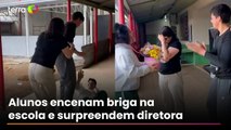 Alunos encenam briga na escola e surpreendem diretora com homenagem
