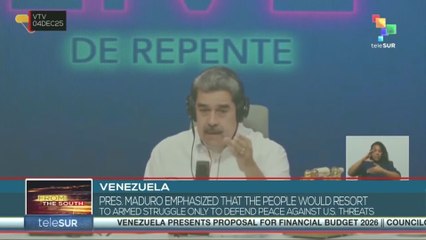 Venezuelan pres. emphasized that the people would resort to armed struggle only to defend peace