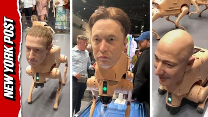 Viral art exhibit shows Musk, Zuckerberg and Bezos as creepy robot dogs
